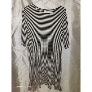 Old Navy Black and White Striped T-Shirt Dress 3/4 Sleeves, XL